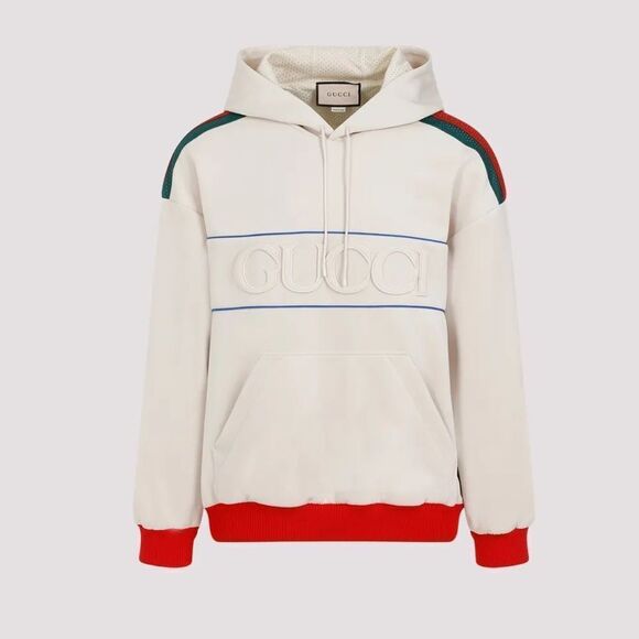 Gucci Logo Light Web Stripe Neoprene Unisex Hoodie XS & Medium NWT 752274 - Picture 2 of 14